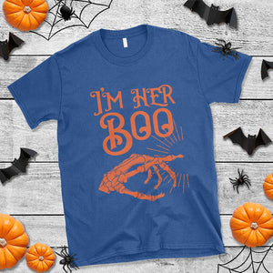 Halloween Couple Matching T Shirt I'm Her Boo Skeleton Hand TS09 Royal Blue Print Your Wear
