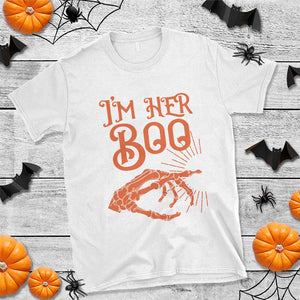 Halloween Couple Matching T Shirt I'm Her Boo Skeleton Hand TS09 White Print Your Wear