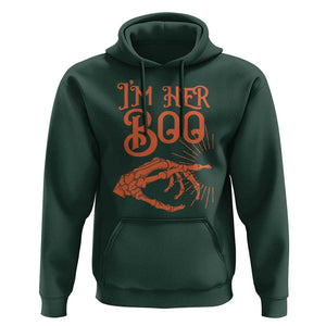 Halloween Couple Matching Hoodie I'm Her Boo Skeleton Hand TS09 Dark Forest Green Print Your Wear