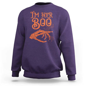 Halloween Couple Matching Sweatshirt I'm Her Boo Skeleton Hand TS09 Purple Print Your Wear