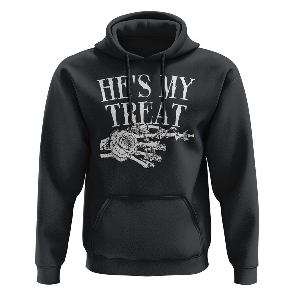 Halloween Couple Matching Hoodie He's My Treat Skeleton Hand TS09 Black Print Your Wear