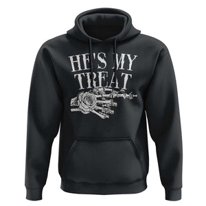 Halloween Couple Matching Hoodie He's My Treat Skeleton Hand TS09 Black Print Your Wear