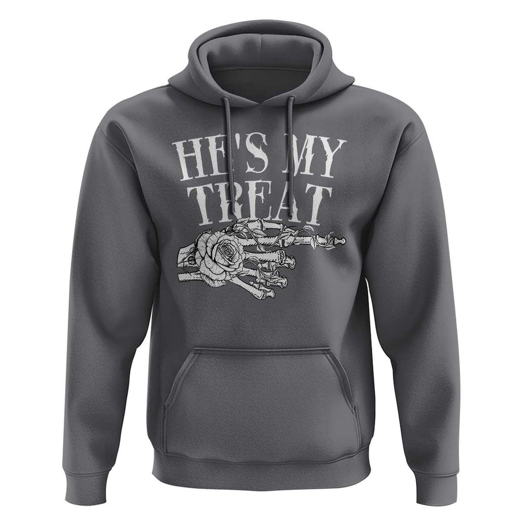 Halloween Couple Matching Hoodie He's My Treat Skeleton Hand TS09 Charcoal Print Your Wear