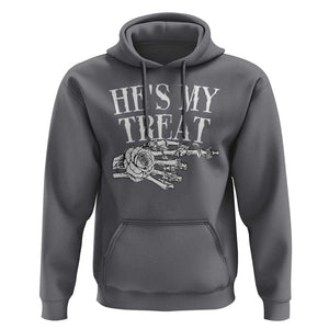 Halloween Couple Matching Hoodie He's My Treat Skeleton Hand TS09 Charcoal Print Your Wear