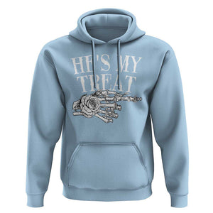Halloween Couple Matching Hoodie He's My Treat Skeleton Hand TS09 Light Blue Print Your Wear