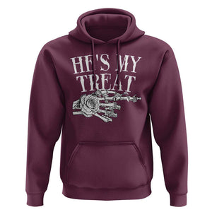 Halloween Couple Matching Hoodie He's My Treat Skeleton Hand TS09 Maroon Print Your Wear