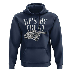 Halloween Couple Matching Hoodie He's My Treat Skeleton Hand TS09 Navy Print Your Wear