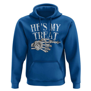 Halloween Couple Matching Hoodie He's My Treat Skeleton Hand TS09 Royal Blue Print Your Wear