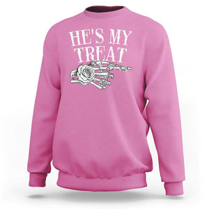 Halloween Couple Matching Sweatshirt He's My Treat Skeleton Hand TS09 Azalea Print Your Wear