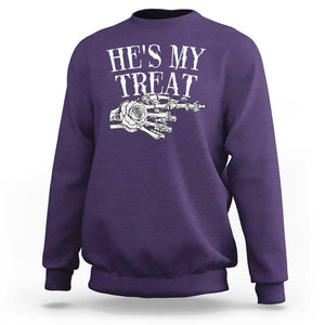 Halloween Couple Matching Sweatshirt He's My Treat Skeleton Hand TS09 Purple Print Your Wear