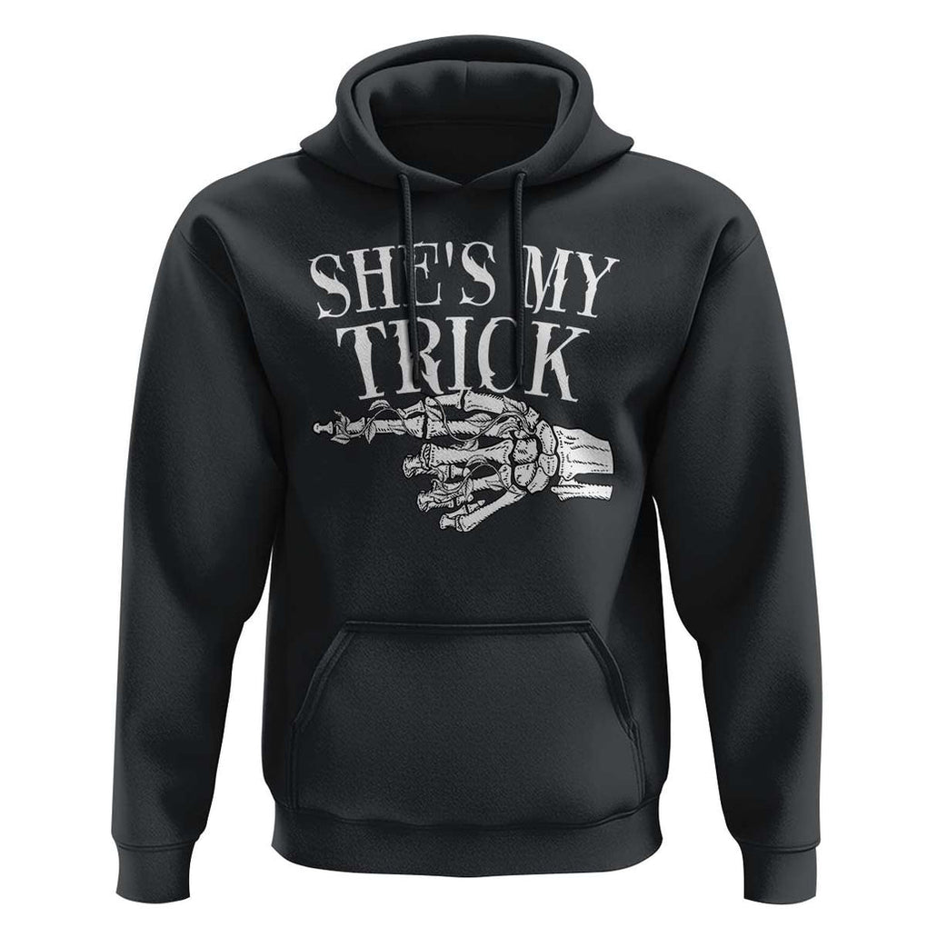 Halloween Couple Matching Hoodie She's My Trick Skeleton Hand TS09 Black Print Your Wear
