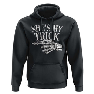 Halloween Couple Matching Hoodie She's My Trick Skeleton Hand TS09 Black Print Your Wear