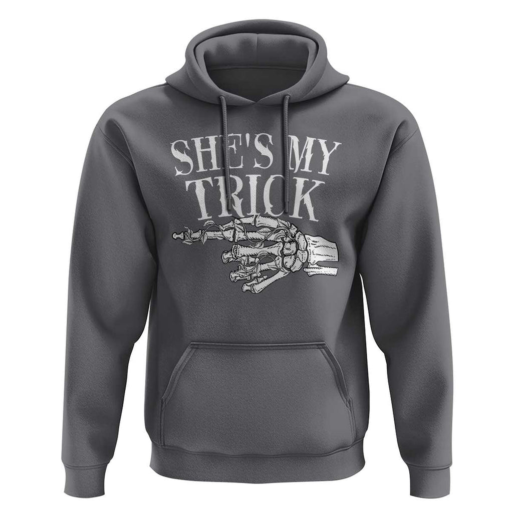 Halloween Couple Matching Hoodie She's My Trick Skeleton Hand TS09 Charcoal Print Your Wear