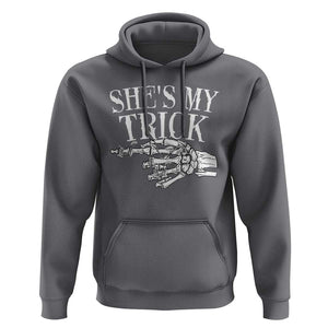 Halloween Couple Matching Hoodie She's My Trick Skeleton Hand TS09 Charcoal Print Your Wear