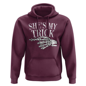 Halloween Couple Matching Hoodie She's My Trick Skeleton Hand TS09 Maroon Print Your Wear