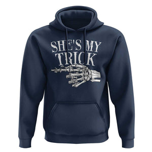 Halloween Couple Matching Hoodie She's My Trick Skeleton Hand TS09 Navy Print Your Wear