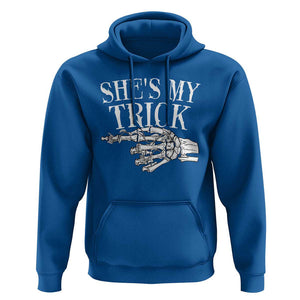 Halloween Couple Matching Hoodie She's My Trick Skeleton Hand TS09 Royal Blue Print Your Wear