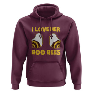 Halloween Couple Matching Hoodie I Love Her Boo Bees TS09 Maroon Print Your Wear