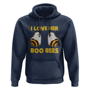 Halloween Couple Matching Hoodie I Love Her Boo Bees TS09 Navy Print Your Wear