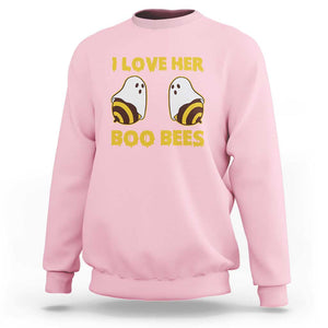 Halloween Couple Matching Sweatshirt I Love Her Boo Bees TS09 Light Pink Print Your Wear