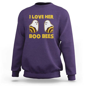 Halloween Couple Matching Sweatshirt I Love Her Boo Bees TS09 Purple Print Your Wear