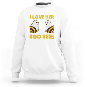 Halloween Couple Matching Sweatshirt I Love Her Boo Bees TS09 White Print Your Wear