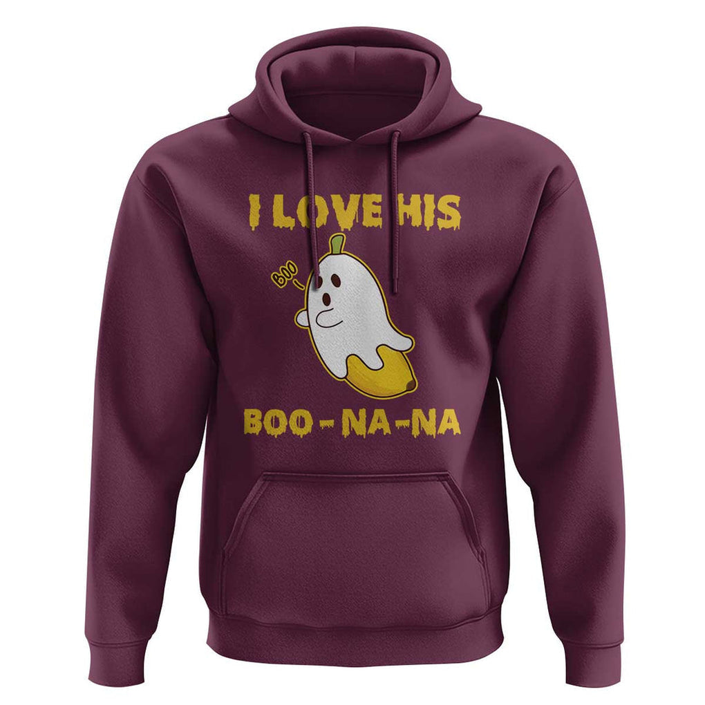 Halloween Couple Matching Hoodie I Love His Boo-na-na TS09 Maroon Print Your Wear