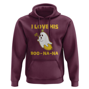Halloween Couple Matching Hoodie I Love His Boo-na-na TS09 Maroon Print Your Wear
