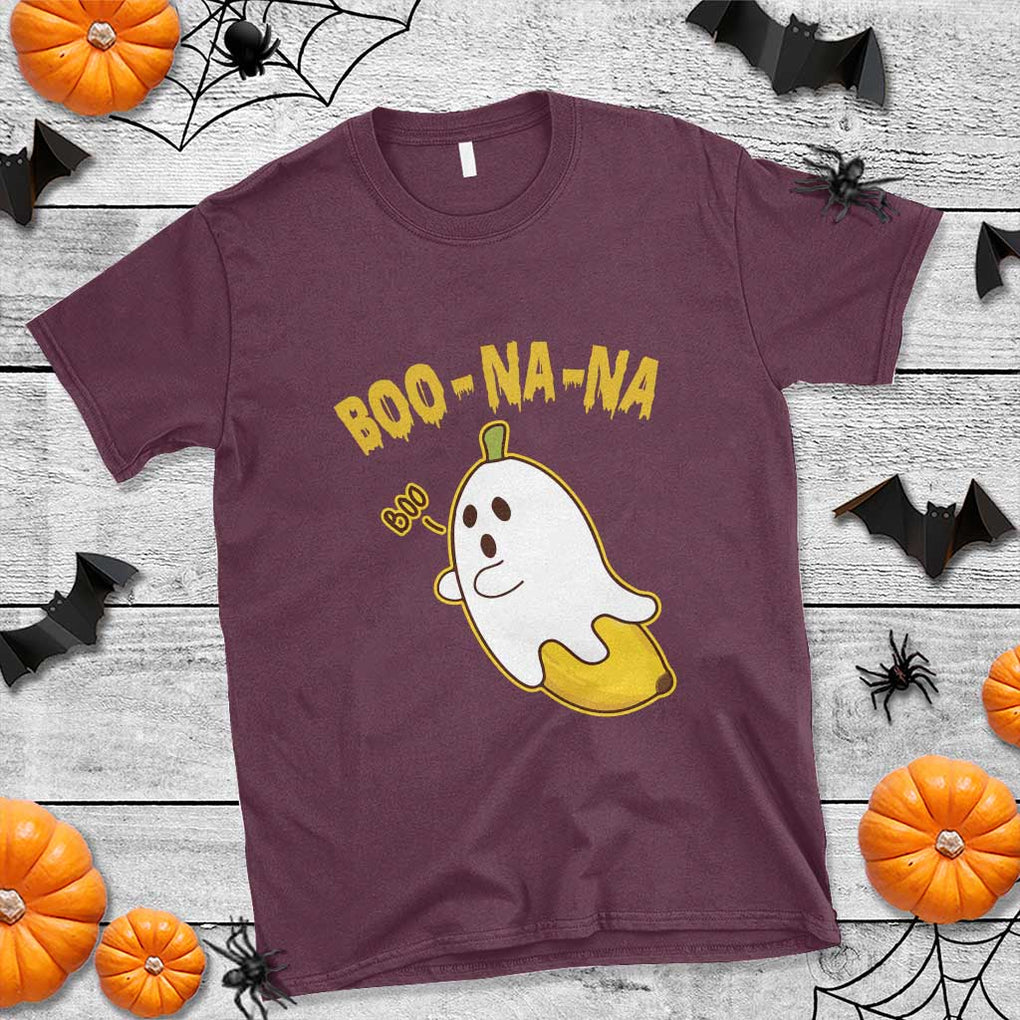 Halloween Couple Matching T Shirt Boo-na-na Cute Ghost Banana TS09 Maroon Print Your Wear