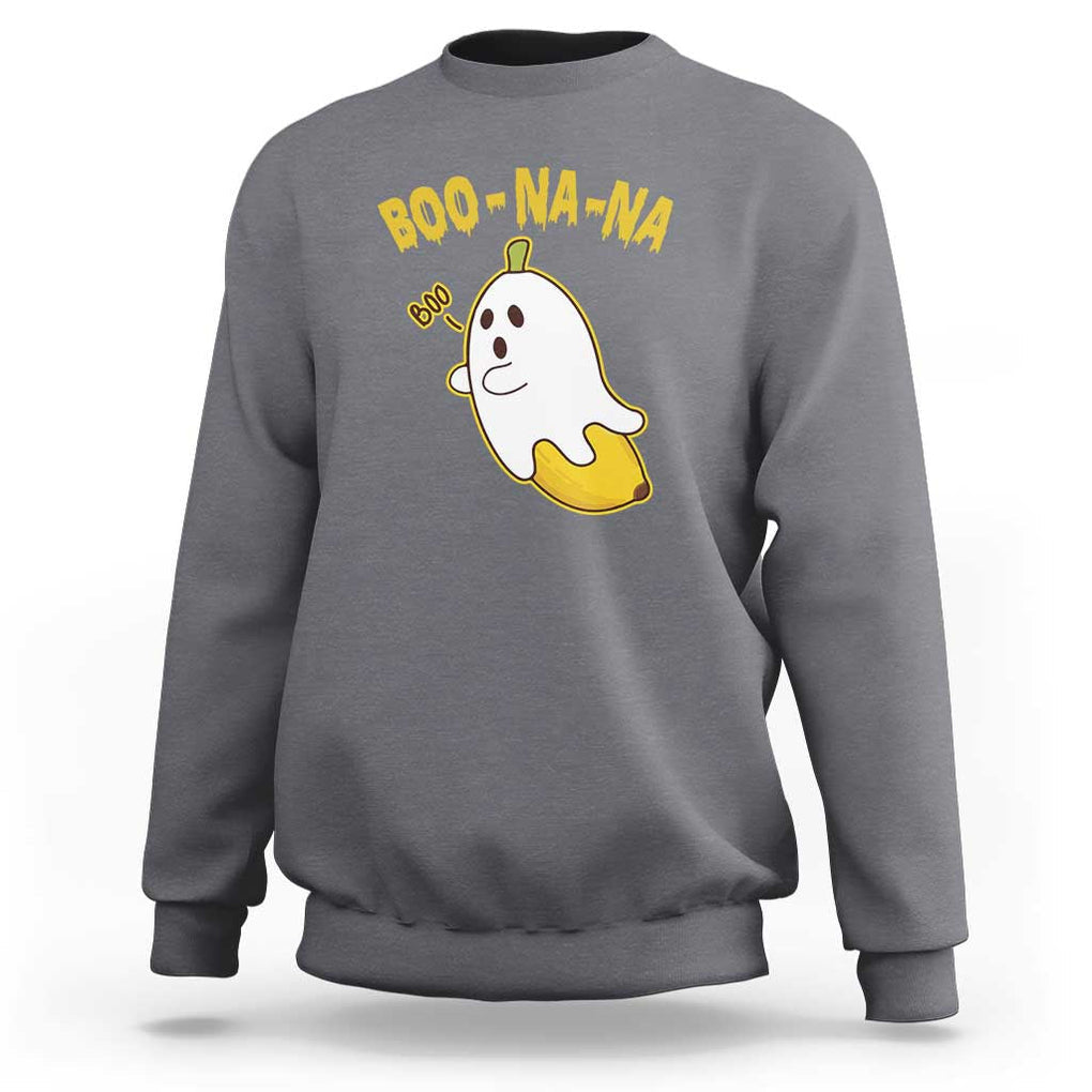 Halloween Couple Matching Sweatshirt Boo-na-na Cute Ghost Banana TS09 Charcoal Print Your Wear