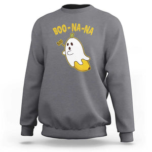 Halloween Couple Matching Sweatshirt Boo-na-na Cute Ghost Banana TS09 Charcoal Print Your Wear
