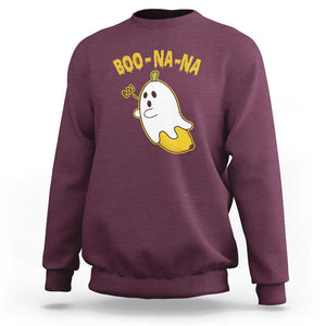 Halloween Couple Matching Sweatshirt Boo-na-na Cute Ghost Banana TS09 Maroon Print Your Wear