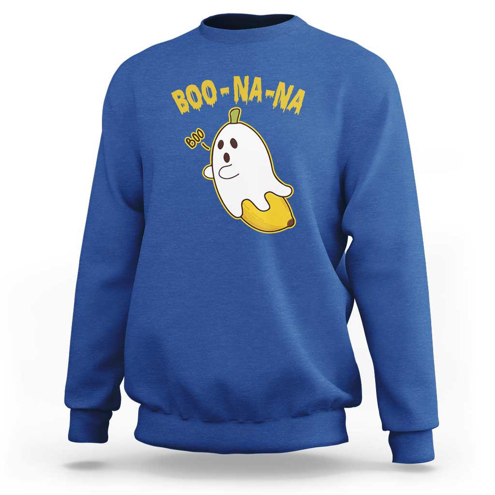 Halloween Couple Matching Sweatshirt Boo-na-na Cute Ghost Banana TS09 Royal Blue Print Your Wear