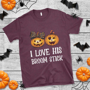 Halloween Couple Matching T Shirt I Love His Broom Stick TS09 Maroon Print Your Wear
