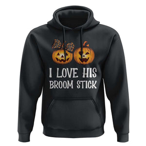 Halloween Couple Matching Hoodie I Love His Broom Stick TS09 Black Print Your Wear
