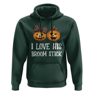 Halloween Couple Matching Hoodie I Love His Broom Stick TS09 Dark Forest Green Print Your Wear