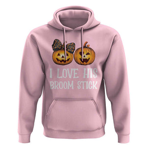Halloween Couple Matching Hoodie I Love His Broom Stick TS09 Light Pink Print Your Wear