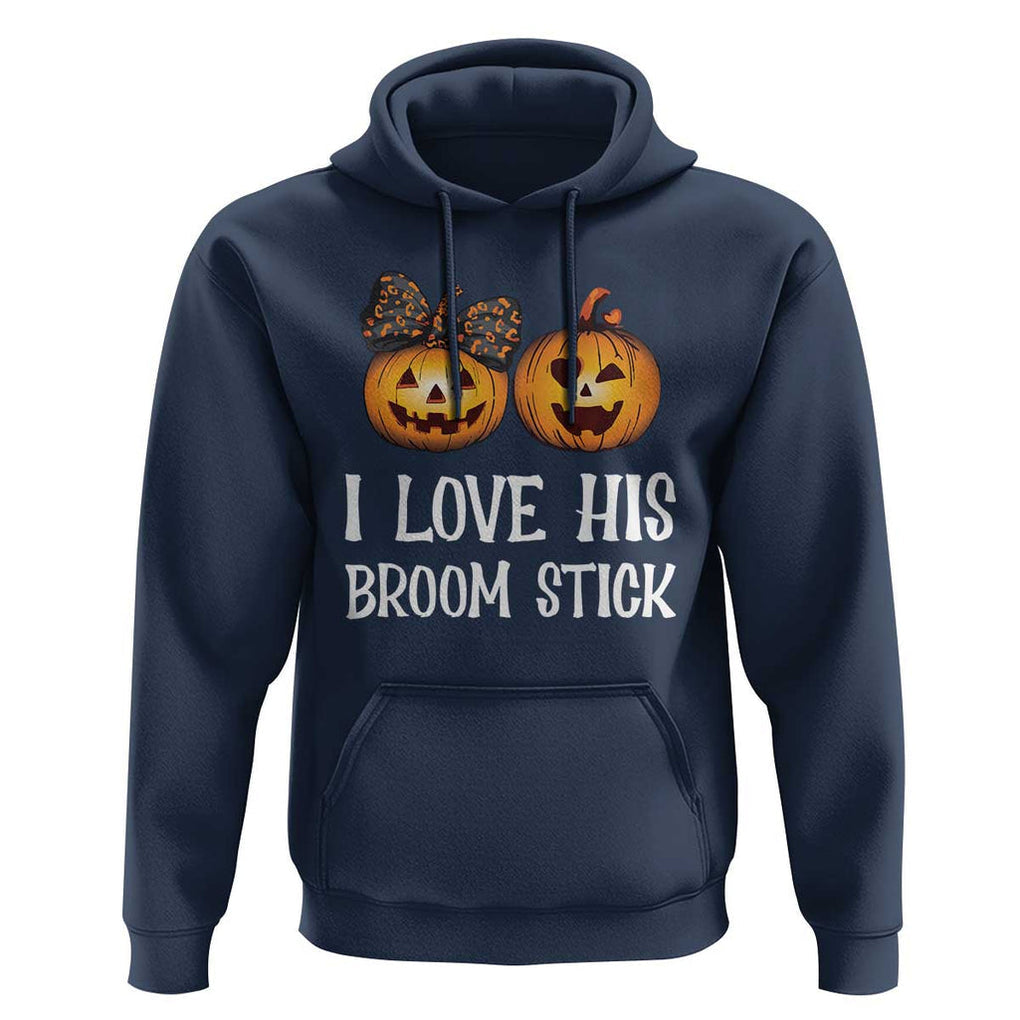Halloween Couple Matching Hoodie I Love His Broom Stick TS09 Navy Print Your Wear
