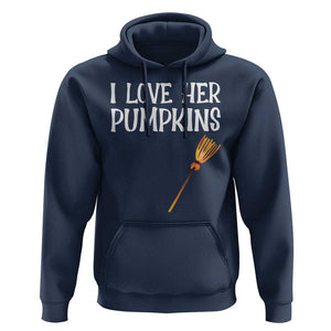 Halloween Couple Matching Hoodie I Love Her Pumpkins TS09 Navy Print Your Wear
