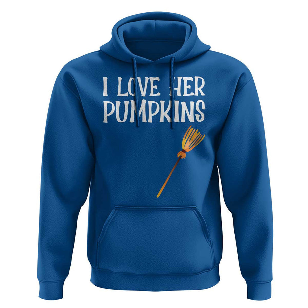 Halloween Couple Matching Hoodie I Love Her Pumpkins TS09 Royal Blue Print Your Wear