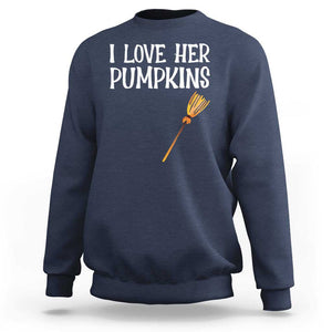 Halloween Couple Matching Sweatshirt I Love Her Pumpkins TS09 Navy Print Your Wear