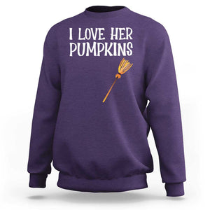 Halloween Couple Matching Sweatshirt I Love Her Pumpkins TS09 Purple Print Your Wear