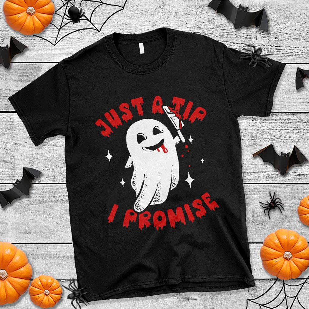 Funny Halloween T Shirt Cute Ghost Just The Tip I Promise TS09 Black Print Your Wear