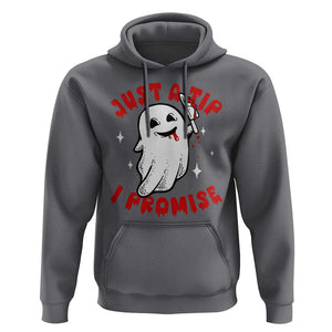 Funny Halloween Hoodie Cute Ghost Just The Tip I Promise TS09 Charcoal Print Your Wear