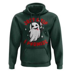 Funny Halloween Hoodie Cute Ghost Just The Tip I Promise TS09 Dark Forest Green Print Your Wear