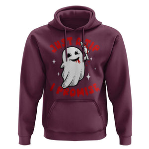 Funny Halloween Hoodie Cute Ghost Just The Tip I Promise TS09 Maroon Print Your Wear