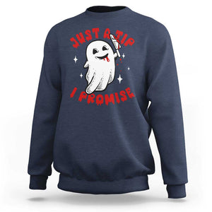 Funny Halloween Sweatshirt Cute Ghost Just The Tip I Promise TS09 Navy Print Your Wear