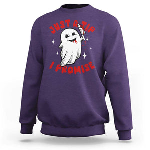 Funny Halloween Sweatshirt Cute Ghost Just The Tip I Promise TS09 Purple Print Your Wear