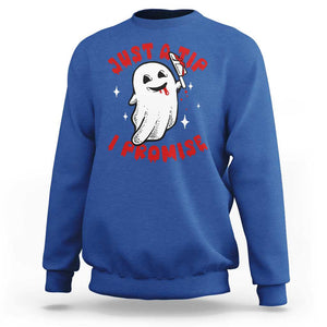 Funny Halloween Sweatshirt Cute Ghost Just The Tip I Promise TS09 Royal Blue Print Your Wear