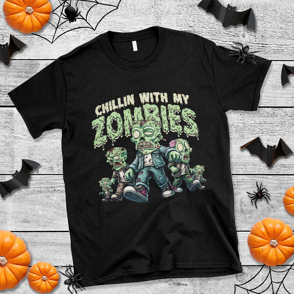 Funny Halloween T Shirt Chillin With My Zombies TS09 Black Print Your Wear
